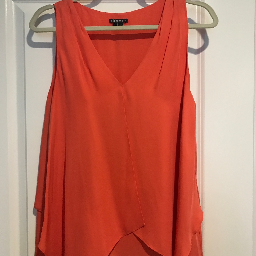 THEORY SILK Slit Front Blouse
